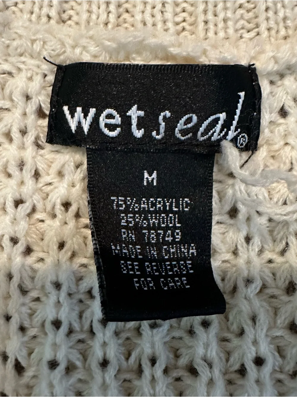 Ivory Cottagecore opened knit wool blend cardigan Sz M by wet seal Y2K 2000’s